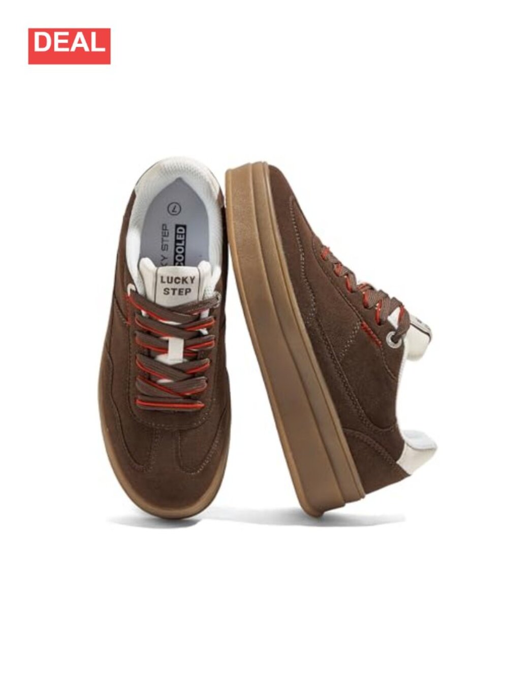 Platform Sneakers Suede Leather Lace-Up Chunky Casual Retro Women's Shoes